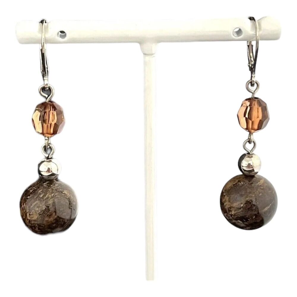 Vintage Earrings Handcrafted Crystal Beads Dangle Women''s 1H